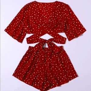 SHEIN Tie-front Shorts Set